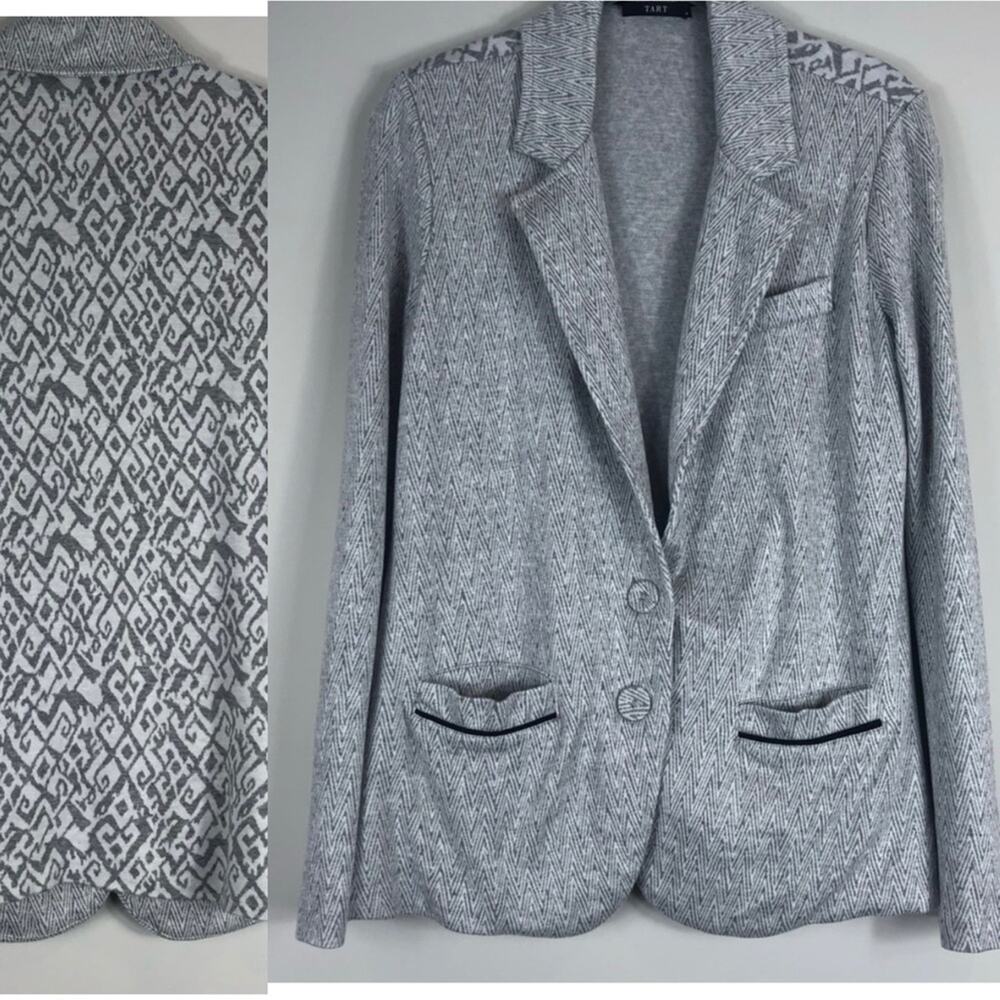 Tart knit grey printed blazer